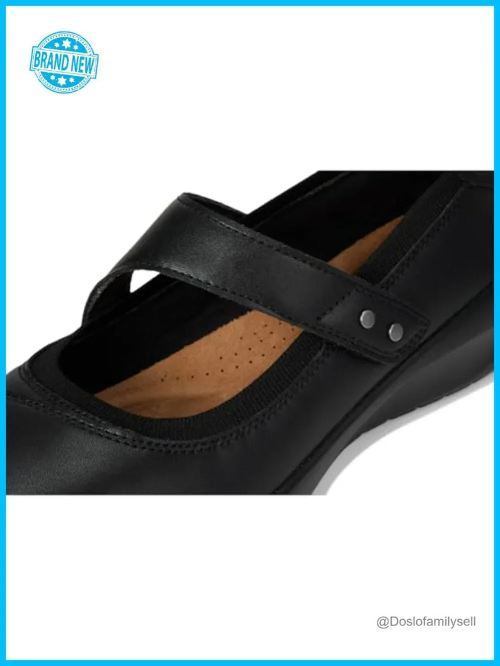 Clarks Kaetlyn Jane Leather Flats with Hook and Loop Strap